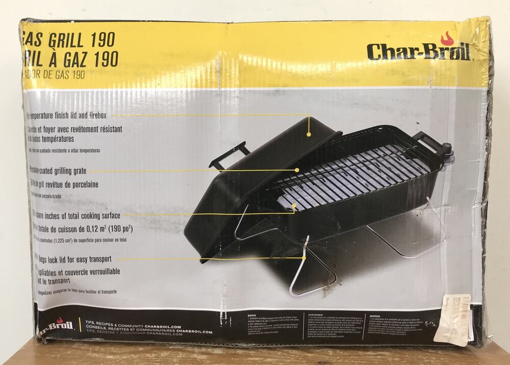 NEW Char-Broil Gas Grill 190 Table Top Portable Camping Porcelain Coated NIB